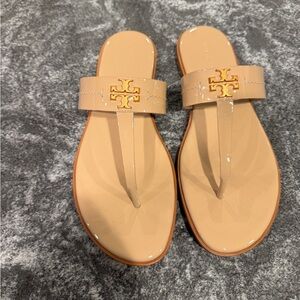 Tory Burch Tan Leather Sandals with Logo